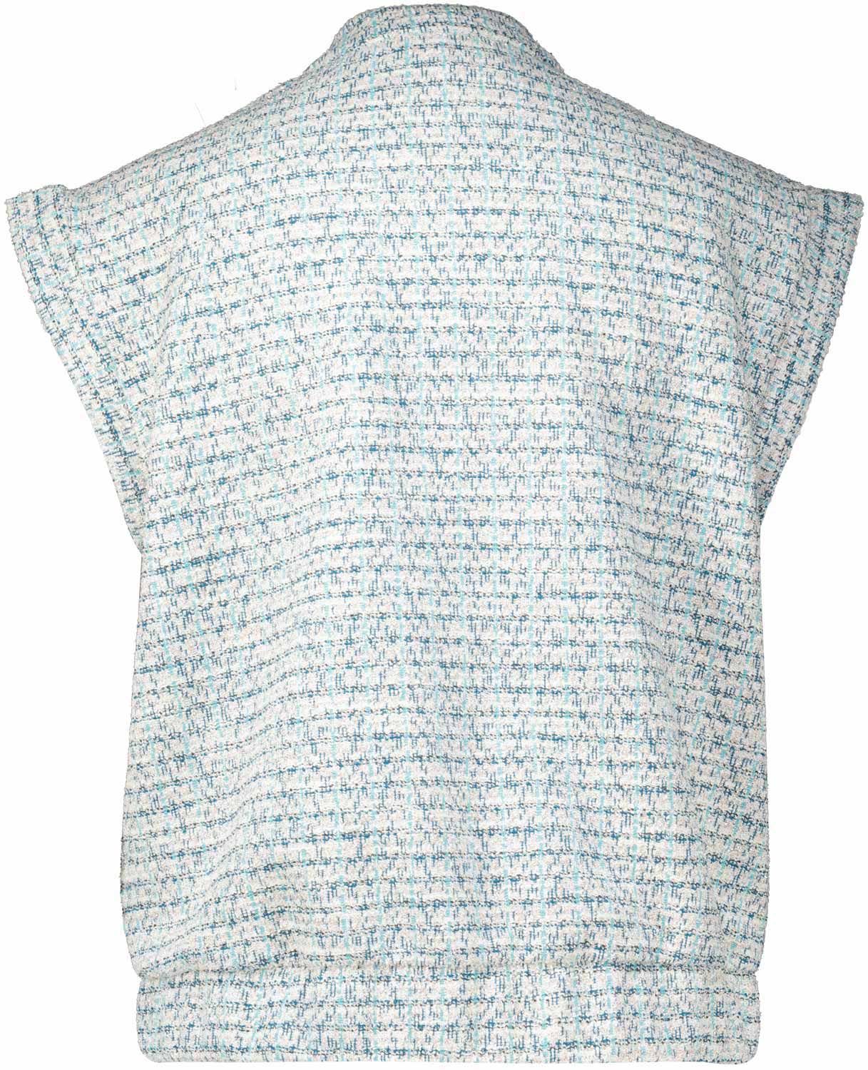 Vive La Femme Gilet sleeveless sparkling bouclé Blauw Vive La Femme Gilet sleeveless sparkling bouclé Blauw