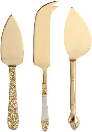 HKliving cheese knives gold set of 3 Geel
