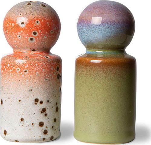 HKliving 70s ceramics pepper & salt jar, asteroids/peat Multi