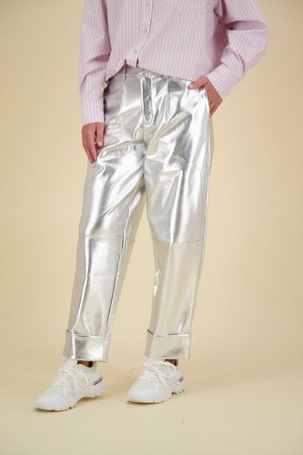 Ichi Pantalon Kate Metallic Grijs