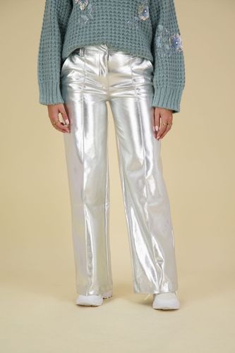 Ichi Pantalon Kate Metallic Grijs