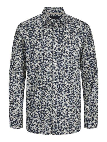 Jack & Jones Overhemd Blaleeds Print Dobby Blauw