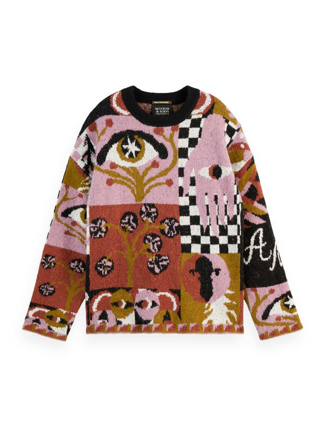 Scotch & Soda Pullover Jacquard Oversized Grijs Scotch & Soda Pullover Jacquard Oversized Grijs