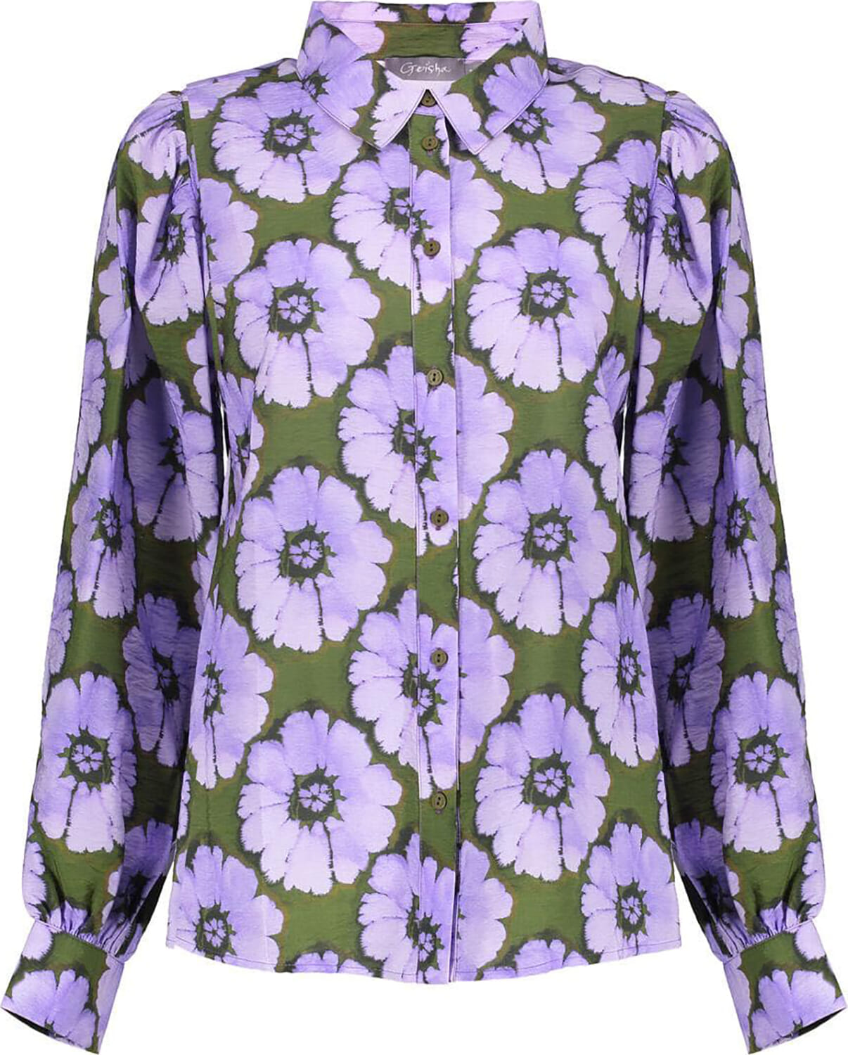 Blouse Print Flowers Paars  Blouse Print Flowers Paars