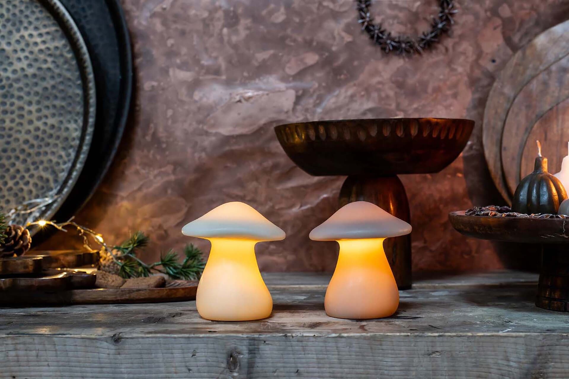Bomont Collection Kaars LED Mushroom Bruin Bomont Collection Kaars LED Mushroom Bruin