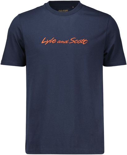 Lyle & Scott script embroidery tshirt Blauw
