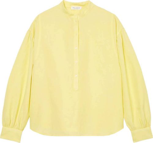 Marc O'Polo Blouse, long sleeve, open stand up Geel