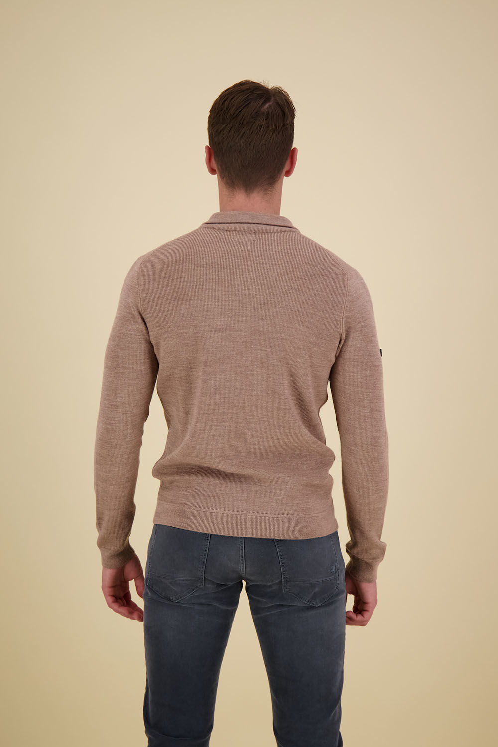 Superdry Trui Merino Henley Beige Superdry Trui Merino Henley Beige