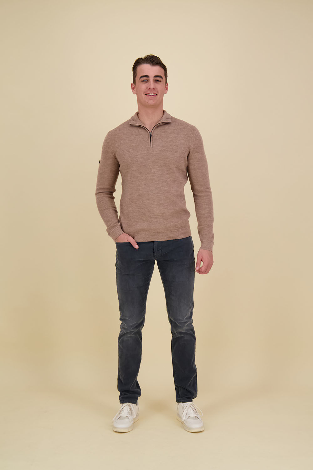 Superdry Trui Merino Henley Beige Superdry Trui Merino Henley Beige