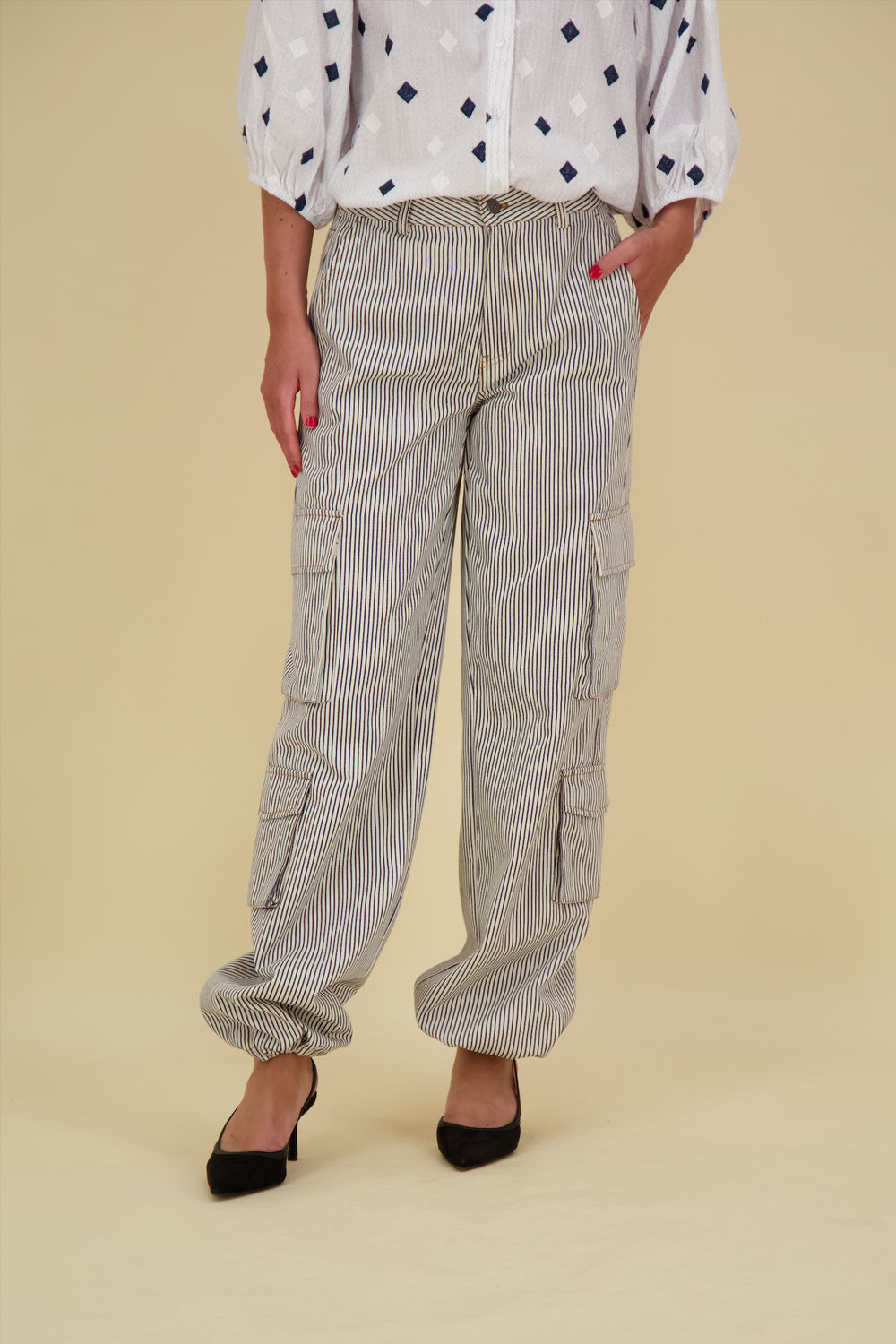 Co'couture Broek Mila Cargo Gestreept Co'couture Broek Mila Cargo Gestreept
