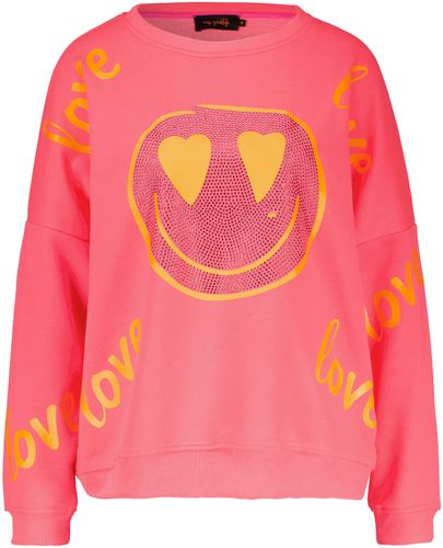 Miss Goodlife Roundneck Love heartface neon pink Roze