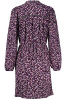 Dress with purple leaf print Zwart