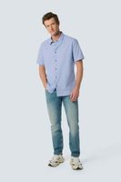 Shirt Short Sleeve 2 Tone With Line Blauw