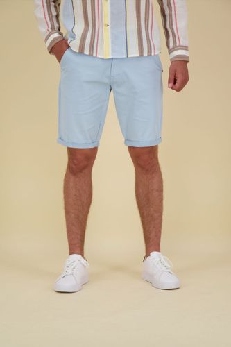 No Excess Short Chino Garment Dyed Twill Stre Blauw