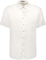 Shirt Short Sleeve Linen Solid Wit
