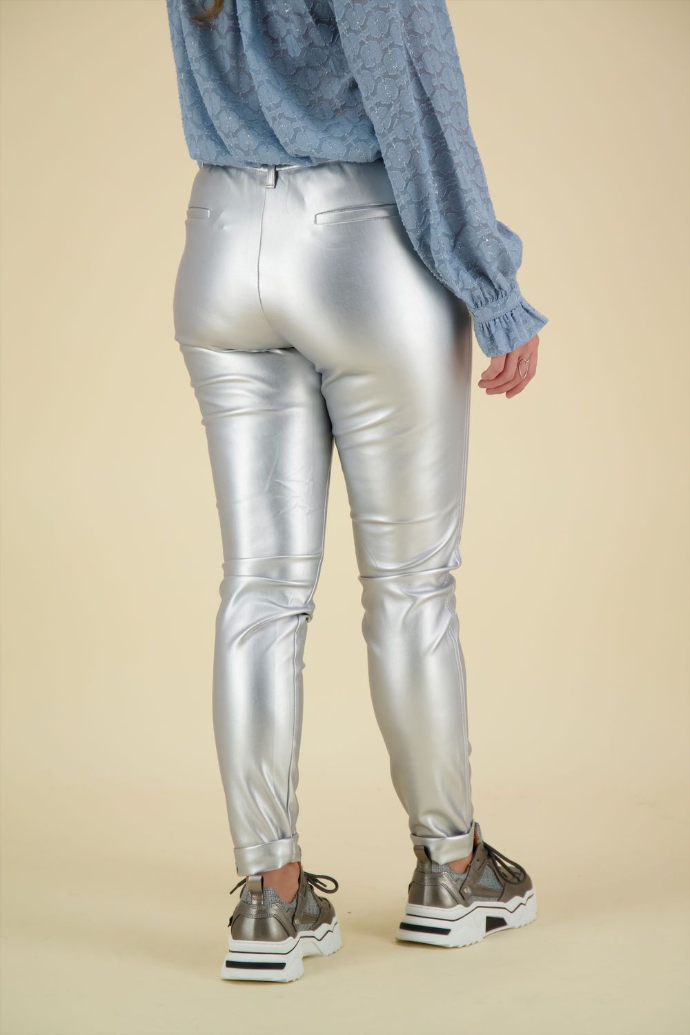 Nukus Pantalon Roos Zilver