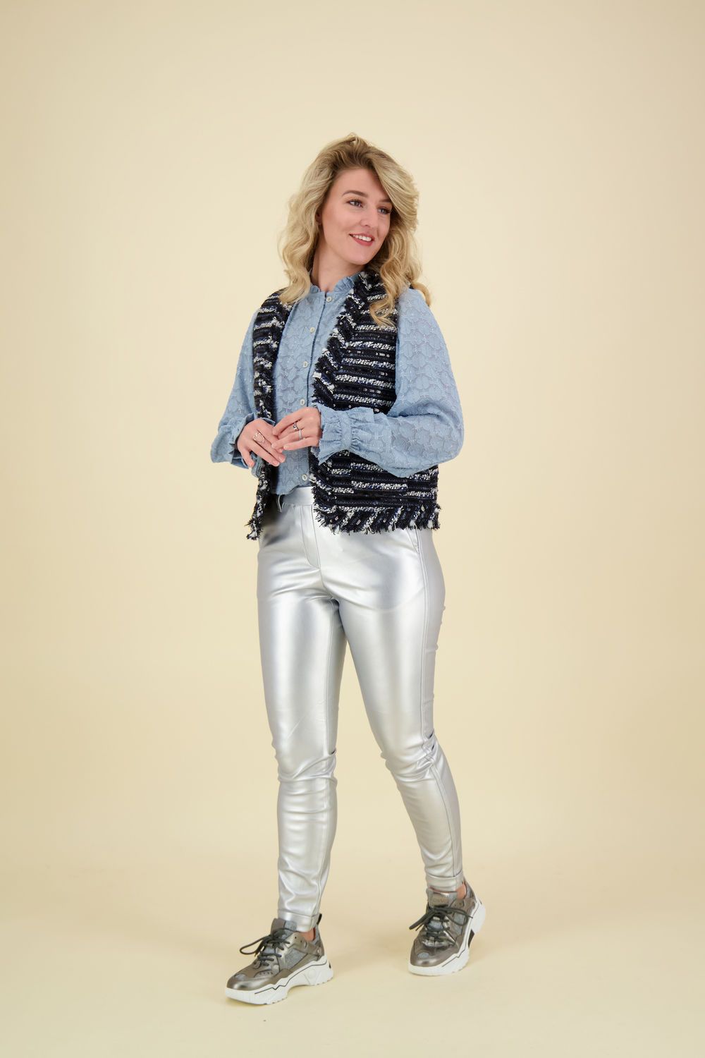 Nukus Pantalon Roos Zilver