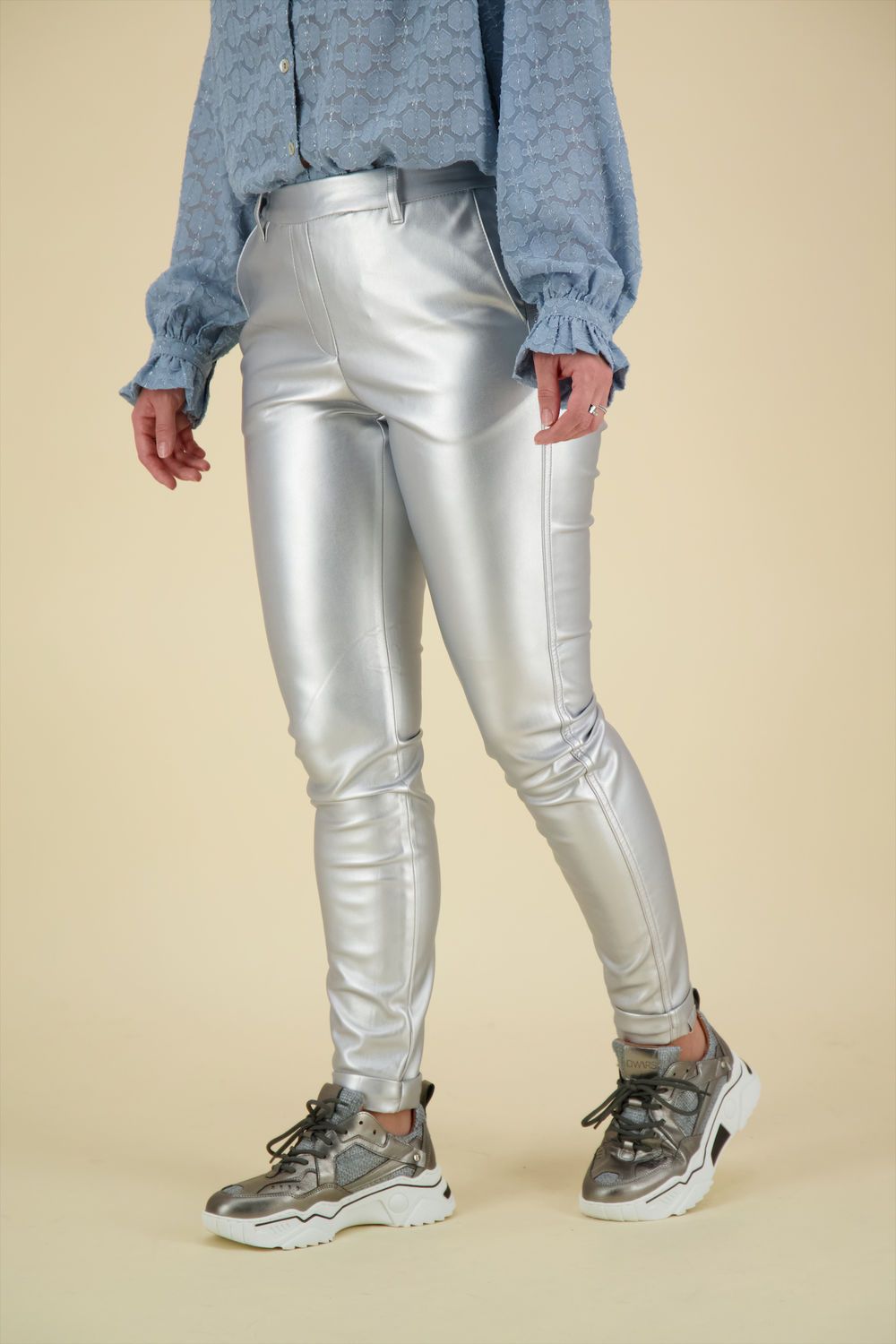 Nukus Pantalon Roos Zilver