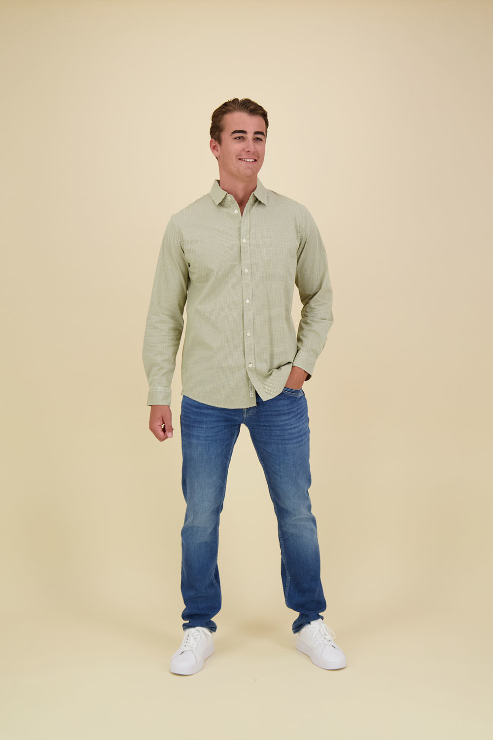Scotch & Soda Overhemd Essential Poplin Ruit Groen Scotch & Soda Overhemd Essential Poplin Ruit Groen