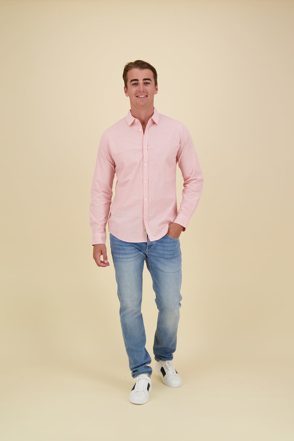 Scotch & Soda Overhemd Poplin Streep Roze Scotch & Soda Overhemd Poplin Streep Roze