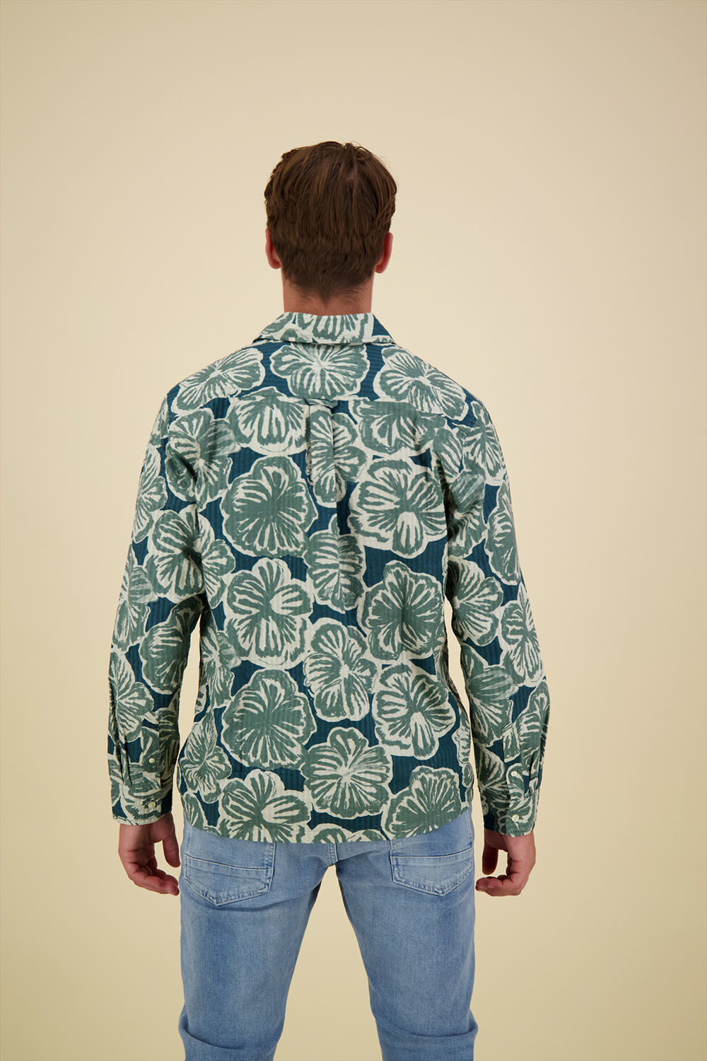 Scotch & Soda Overhemd Seersucker AOP Groen Scotch & Soda Overhemd Seersucker AOP Groen
