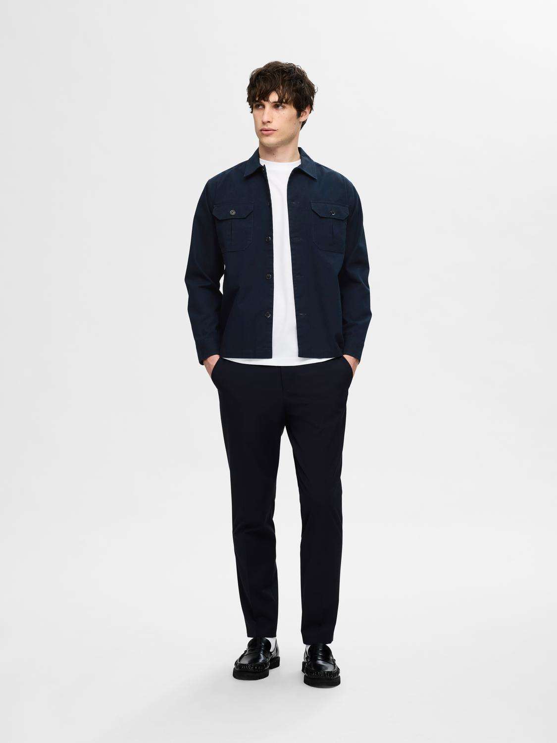 Selected Homme Overshirt Canvas Workwear Blauw Selected Homme Overshirt Canvas Workwear Blauw