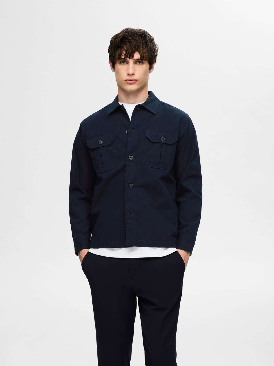 Selected Homme Overshirt Canvas Workwear Blauw Selected Homme Overshirt Canvas Workwear Blauw