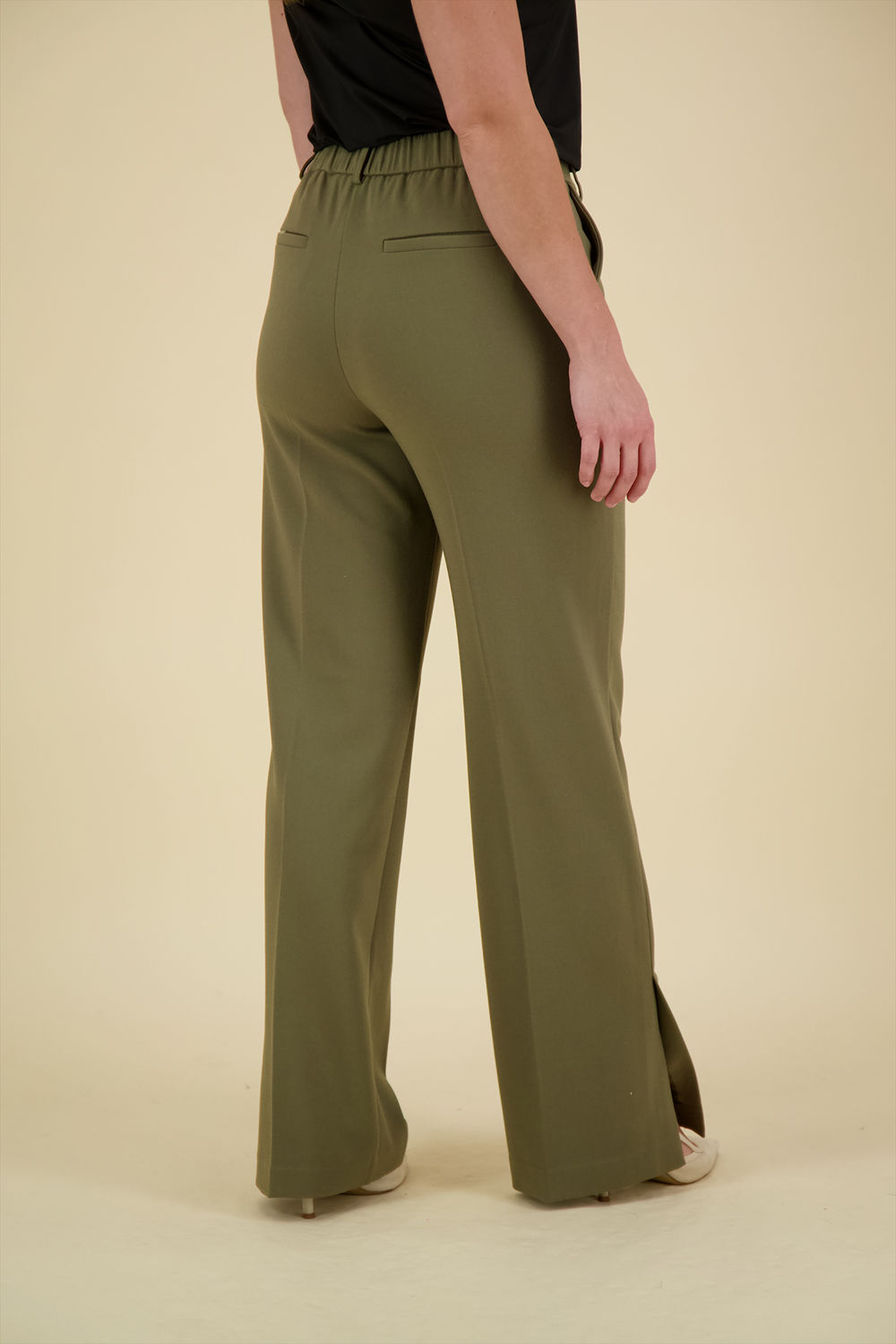 Yaya Woven wide leg trousers with e Grijs Yaya Woven wide leg trousers with e Grijs
