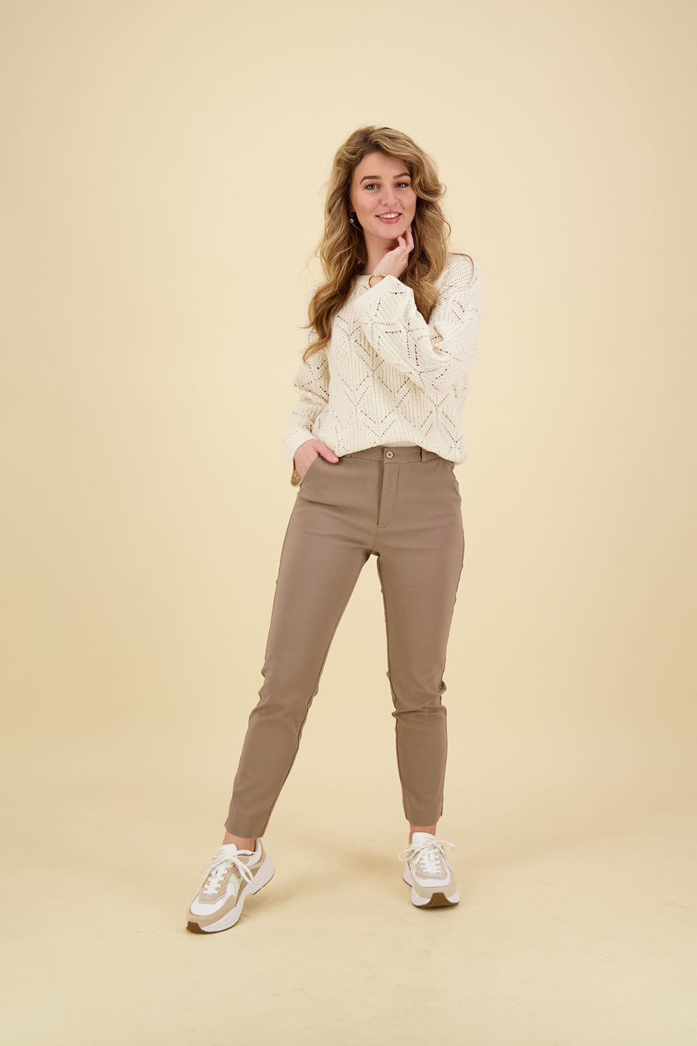 Freequent Pantalon Solvej Taupe Freequent Pantalon Solvej Taupe
