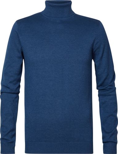 Petrol knitwear collar Blauw