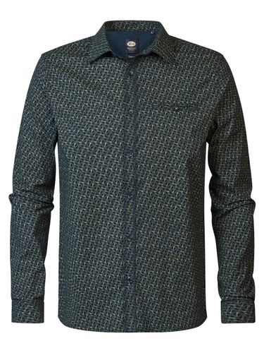 Petrol Overhemd Long Sleeve AOP Blauw