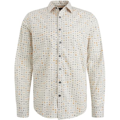 Pme Legend Long Sleeve Shirt Print on Poplin Beige