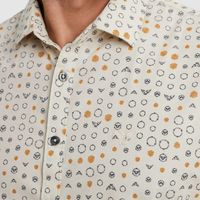 Long Sleeve Shirt Print on Poplin Beige