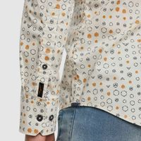 Long Sleeve Shirt Print on Poplin Beige