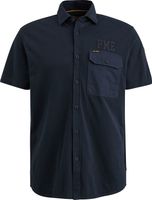 Short Sleeve Shirt Ctn Jersey Piqu Blauw
