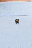 Short Sleeve Shirt Ctn Linen 2tone Blauw