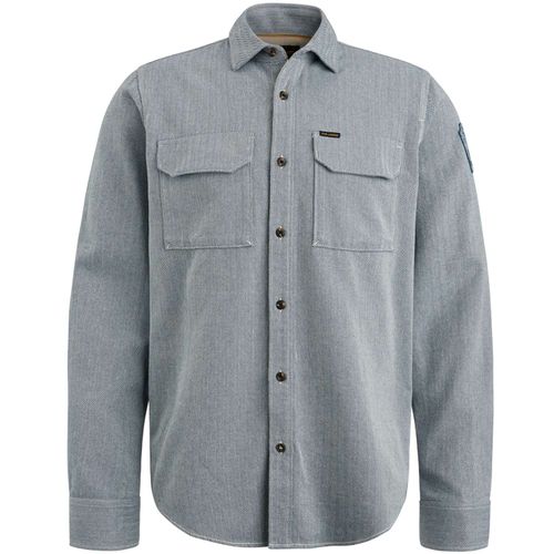 Pme Legend Long Sleeve Shirt Flanel Herringbo  Blauw