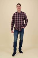 Long Sleeve Shirt Ctn Twill Check Beige