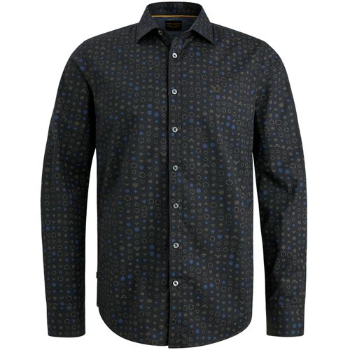 Pme Legend Long Sleeve Shirt Print on Poplin Zwart