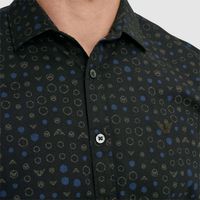 Long Sleeve Shirt Print on Poplin Zwart