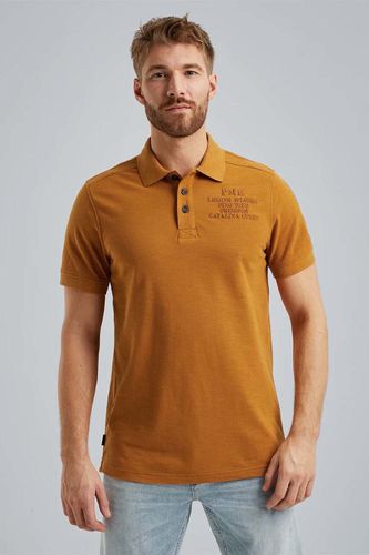 Pme Legend Short sleeve polo Pique slub Bruin