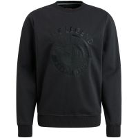 Crewneck pique double face sweat Zwart