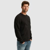 Crewneck pique double face sweat Zwart