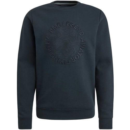 Pme Legend Crewneck waffle jersey Blauw