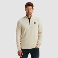 Half zip collar cotton mouline Beige