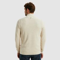 Half zip collar cotton mouline Beige