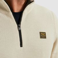 Half zip collar cotton mouline Beige