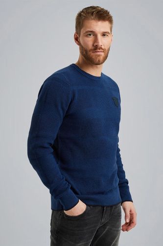 Pme Legend R-neck cotton structure knit Blauw