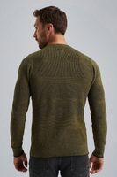 R-neck cotton structure knit Groen