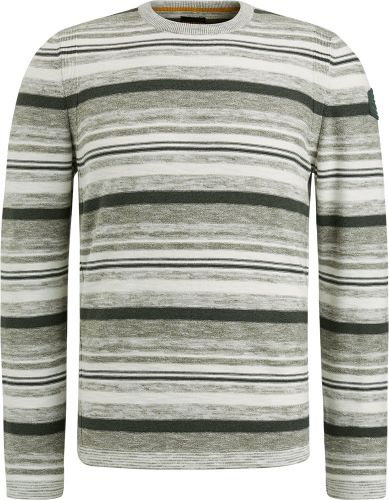 Pme Legend Trui R-neck cotton stripe Groen